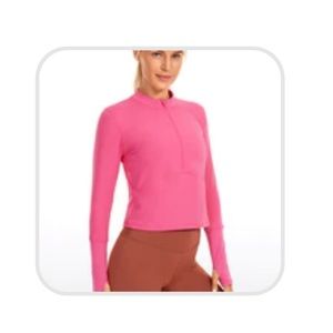 CRZ Yoga Brushed half zip long sleeve crop